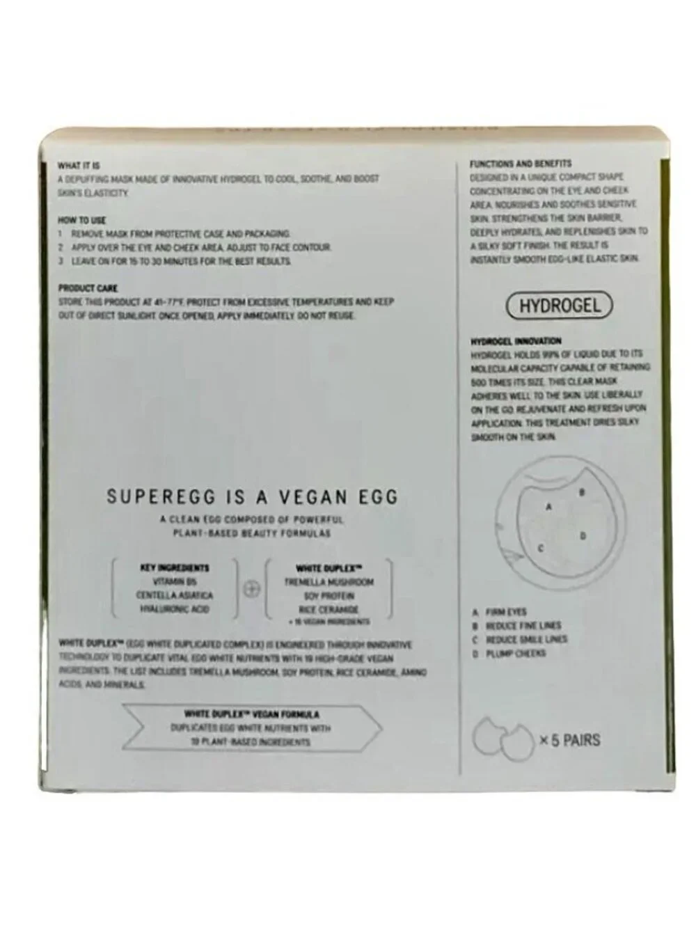 Superegg Calm Movements Eye and Cheek Mask 5 Pairs Hydrogel Patches